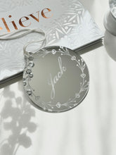 Load image into Gallery viewer, Personalised wreath ornament //acrylic mirror ornament
