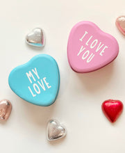 Load image into Gallery viewer, Personalised Heart Tins with Milk Chocolates
