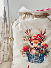 Load image into Gallery viewer, Personalised Christmas Santa Sack // Sweet Reindeer Christmas Santa Sack
