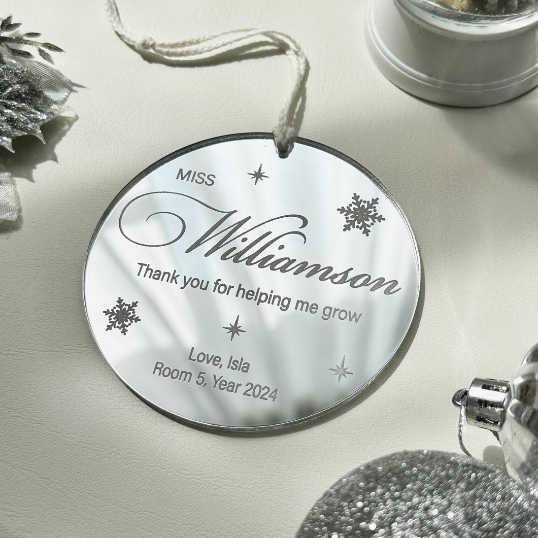 Personalised Teacher christmas Ornament //