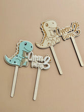 Load image into Gallery viewer, T-Rex Personalised Cake Topper // Engraved Wooden
