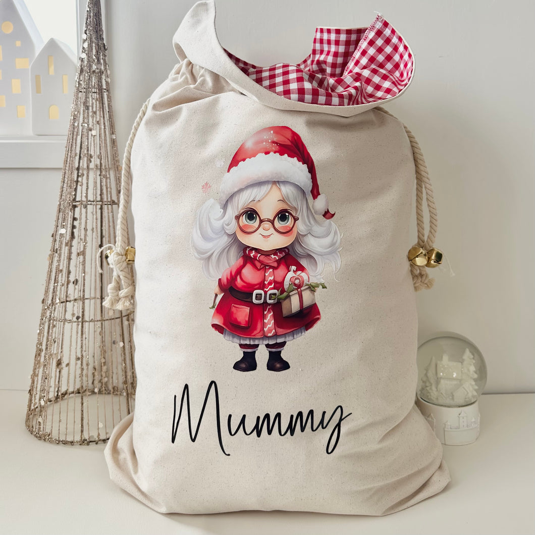 Personalised Santa Sack // Watercolour MRS Claus