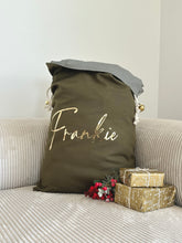 Load image into Gallery viewer, Customised green santa sack
