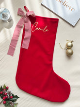 Load image into Gallery viewer, Personalised VELVET Christmas Stocking // RED
