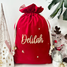 Load image into Gallery viewer, Velvet Santa Sack // Personalised // Red
