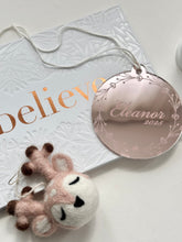 Load image into Gallery viewer, Personalised wreath ornament //acrylic mirror ornament

