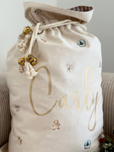 Load image into Gallery viewer, Personalised santa sack // Christmas icons boho
