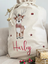Load image into Gallery viewer, Personalised santa sack // little Reindeer sister

