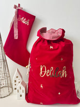 Load image into Gallery viewer, Personalised VELVET Christmas Stocking // RED
