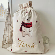 Load image into Gallery viewer, Personalised Christmas Sack // Scandinavian Style Christmas bear
