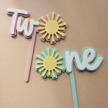 Load image into Gallery viewer, TWO Sun Cake Topper // Acrylic // Personalised
