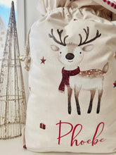 Load image into Gallery viewer, Personalised Christmas Sack // Scandinavian Style Reindeer
