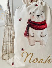 Load image into Gallery viewer, Personalised Christmas Sack // Scandinavian Style Christmas bear
