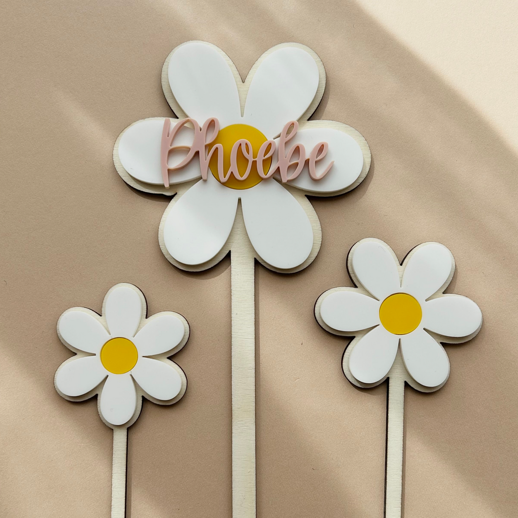 Personalised Daisy Cake Topper // x3 piece