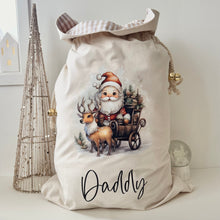 Load image into Gallery viewer, Personalised Santa Sack // Mystical Santa &amp; his trusty companion // christmas Sack
