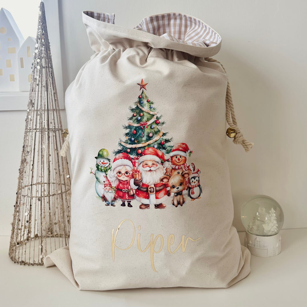 Personalised Santa Sack // Watercolour Family Christmas