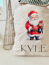 Load image into Gallery viewer, Personalised Santa Sack // Watercolour Santa Claus
