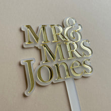 Load image into Gallery viewer, Personalised surname Wedding Cake Topper // wedding Acrylic cake topper
