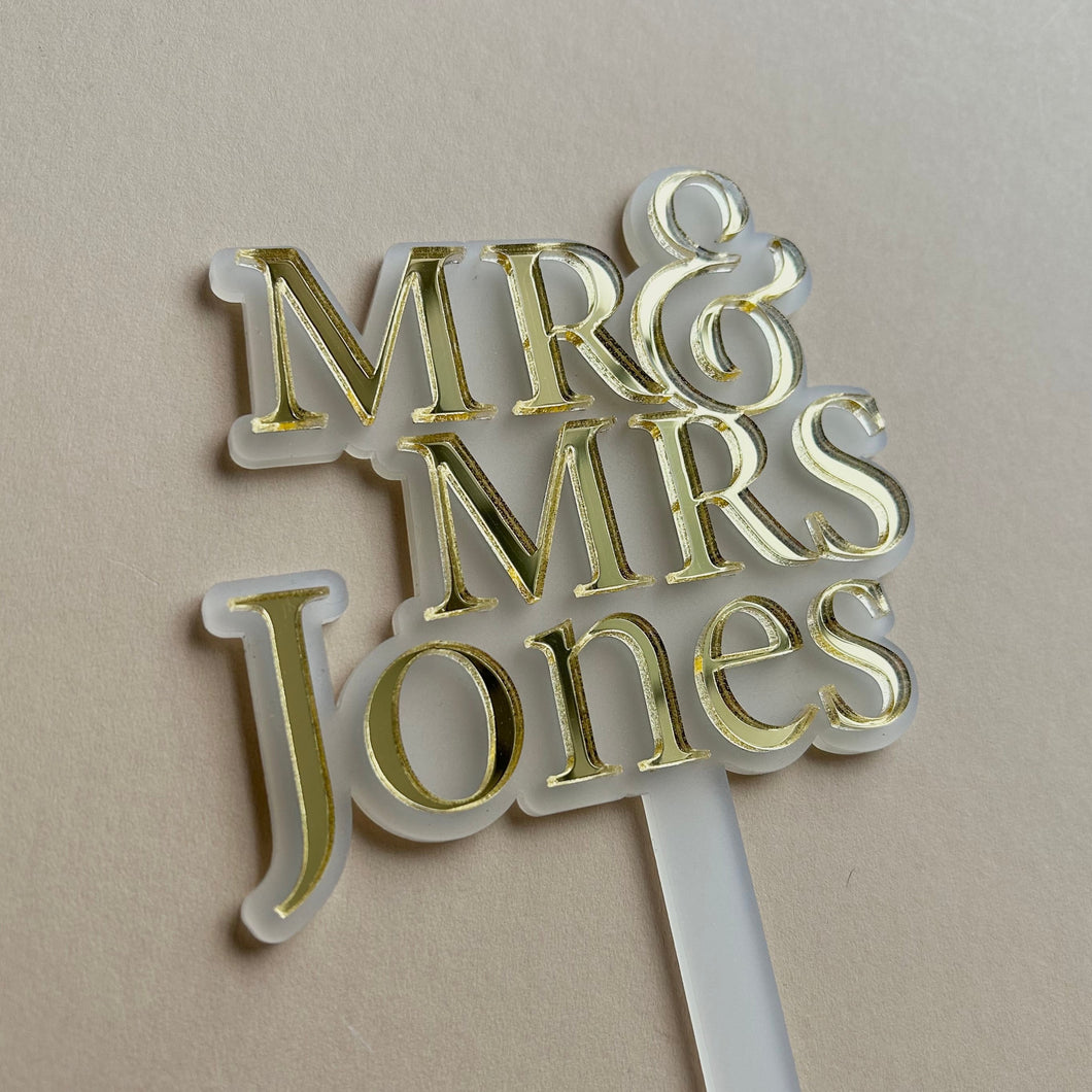 Personalised surname Wedding Cake Topper // wedding Acrylic cake topper