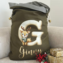Load image into Gallery viewer, Personalised santa sack // Green christmas sack
