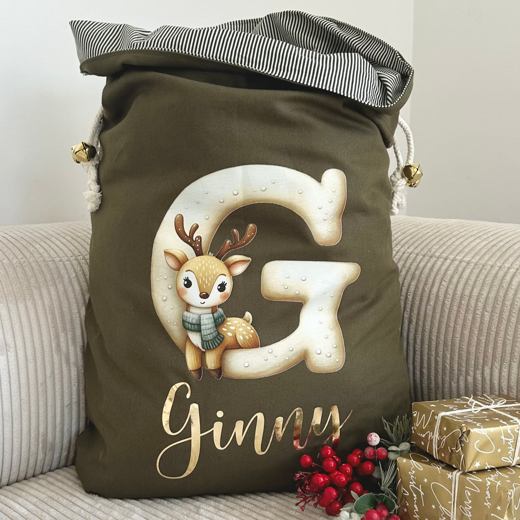 Personalised santa sack // Green christmas sack