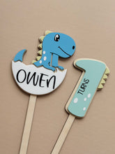 Load image into Gallery viewer, Dinosaur Cake Topper // x2 piece // Personalisable
