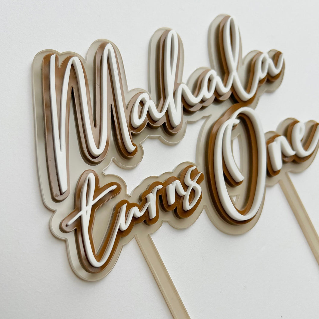 X3 layer Acrylic cake Topper // Personalised message cake Topper // Acrylic topper