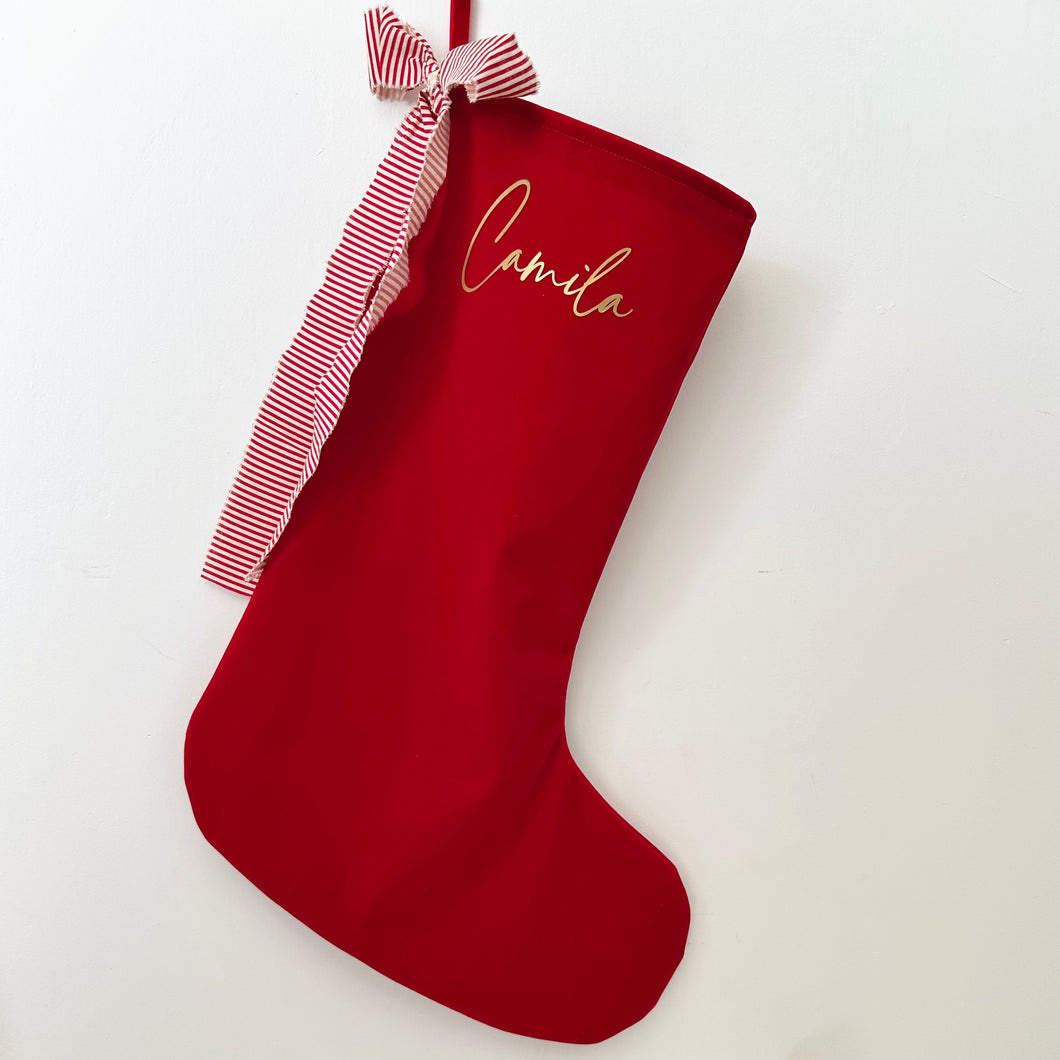 Personalised VELVET Christmas Stocking // RED