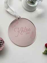 Load image into Gallery viewer, Personalised mirrored acrylic   Ornament // Christmas ornament disc
