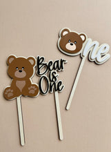 Load image into Gallery viewer, Bear Birthday Cake Topper // Personalised Bear Topper
