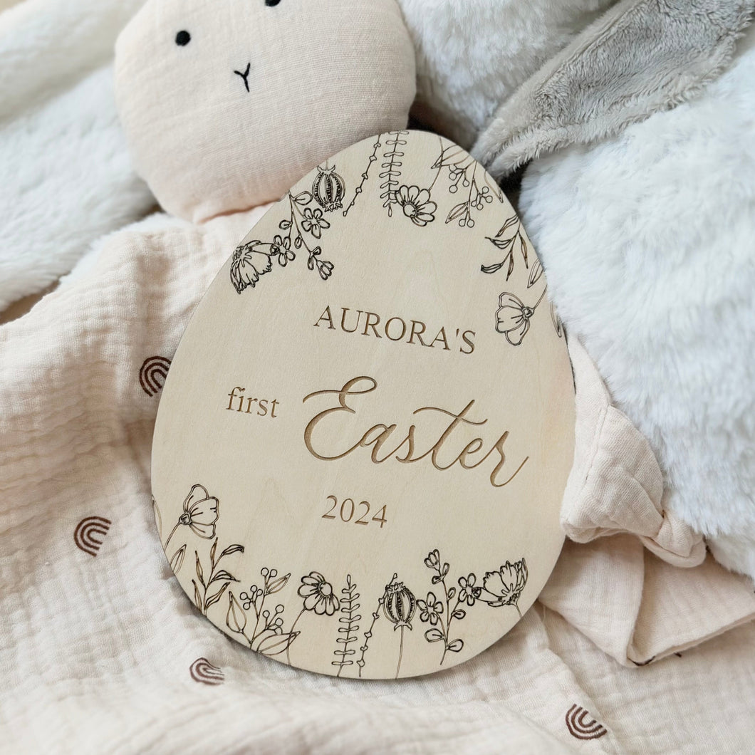 Personalised Easter Egg Plaque // Floral // Easter Basket Filler