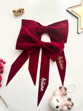 Load image into Gallery viewer, Personalised Velvet Bows // Christmas hair accessories
