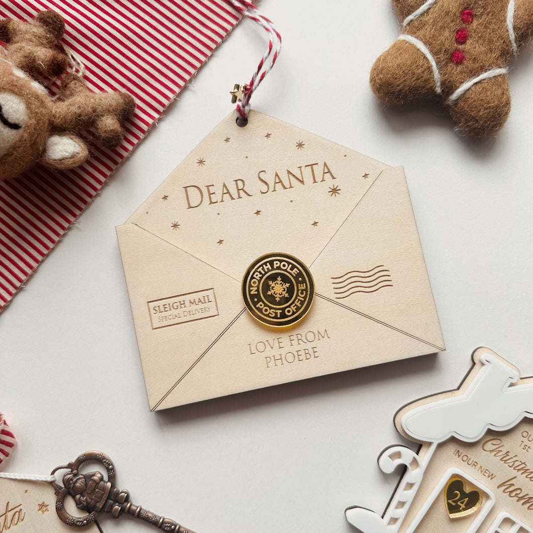 Letter to Santa // Personalised Wooden Envelope ornament