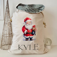 Load image into Gallery viewer, Personalised Santa Sack // Watercolour Santa Claus
