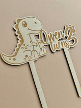 Load image into Gallery viewer, T-Rex Personalised Cake Topper // Engraved Wooden
