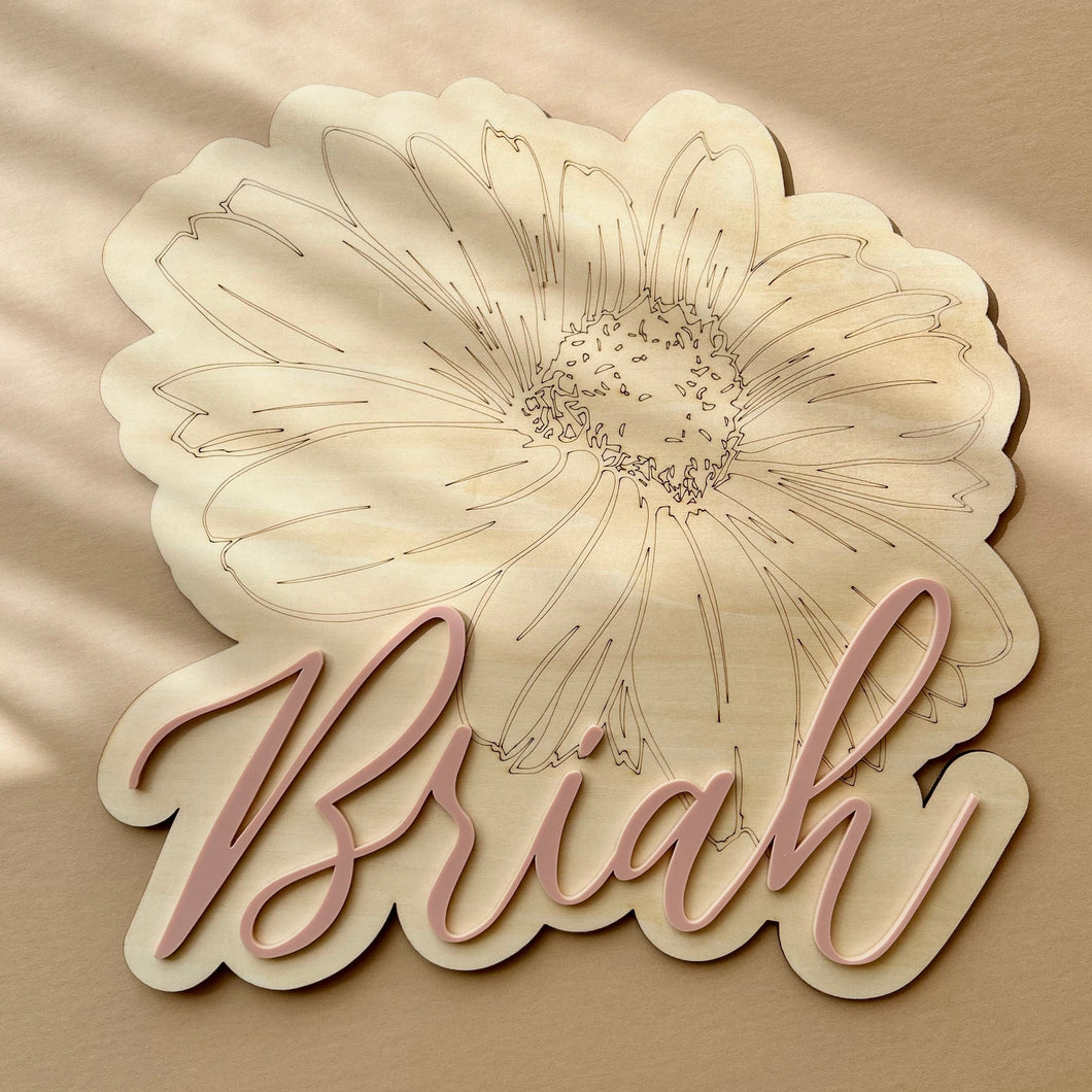 Personalised floral wall plaque // Personalised Kids room Decor //