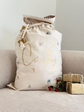 Load image into Gallery viewer, Personalised santa sack // Christmas icons boho
