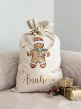 Load image into Gallery viewer, Personalised santa sack // gingerbread style
