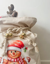 Load image into Gallery viewer, Personalised Santa Sack // Watercolour Christmas Gingerbread
