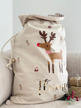 Load image into Gallery viewer, Personalised christmas sack // Quirky Reindeer
