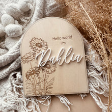 Load image into Gallery viewer, Personalised sunflower annoucement sign
