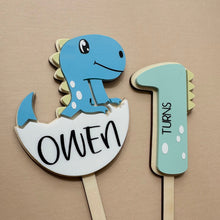 Load image into Gallery viewer, Dinosaur Cake Topper // x2 piece // Personalisable
