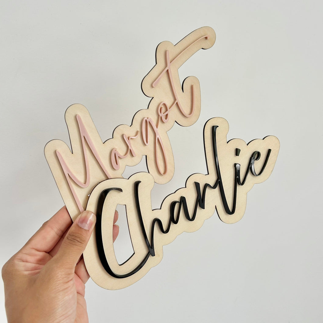 Name Plaque //Wood & Acrylic // Kidsroom Decor //