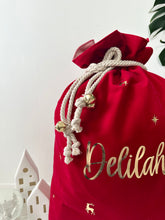 Load image into Gallery viewer, Velvet Santa Sack // Personalised // Red
