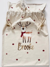 Load image into Gallery viewer, Personalised Christmas Sack // Scandinavian Style Reindeer
