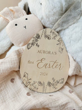 Load image into Gallery viewer, Personalised Easter Egg Plaque // Floral // Easter Basket Filler
