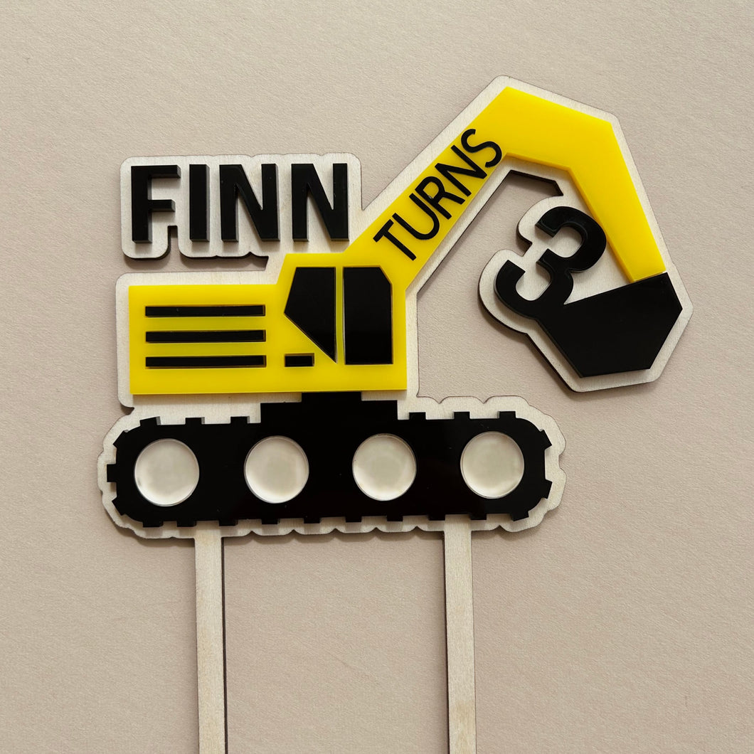 Excavator Cake Topper // Personalisable