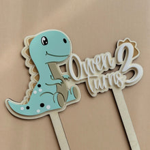 Load image into Gallery viewer, T-Rex Personalised Birthday Cake Topper // Personalised dinosaur Topper
