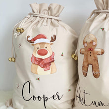 Load image into Gallery viewer, Personalised Santa Sack // Christmas Reindeer Santa Sack //
