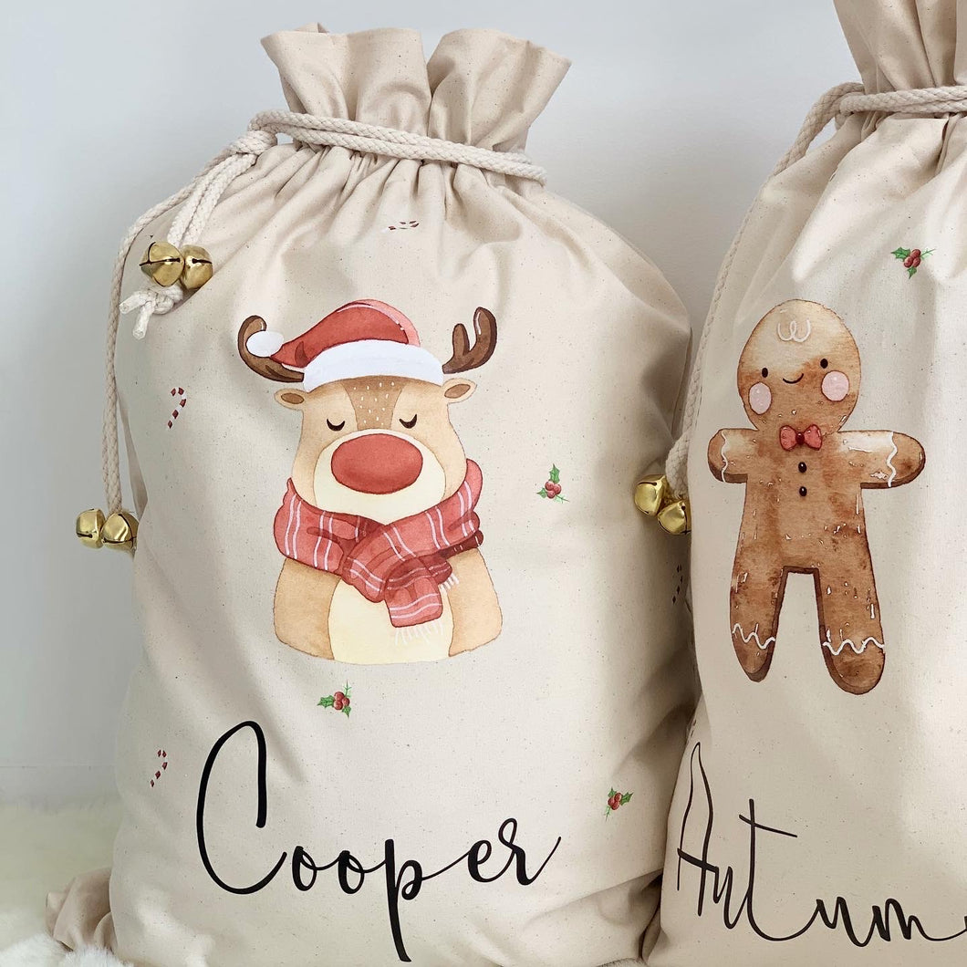 Personalised Santa Sack // Christmas Reindeer Santa Sack //